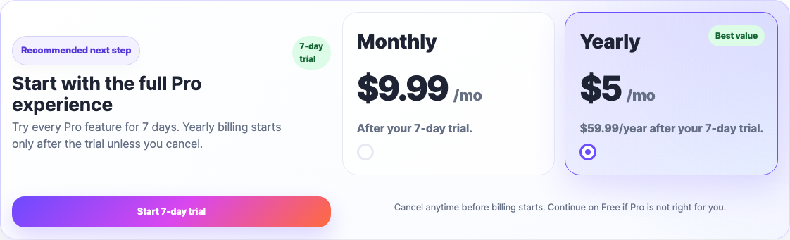 FlareTrack first-week plan screenshot